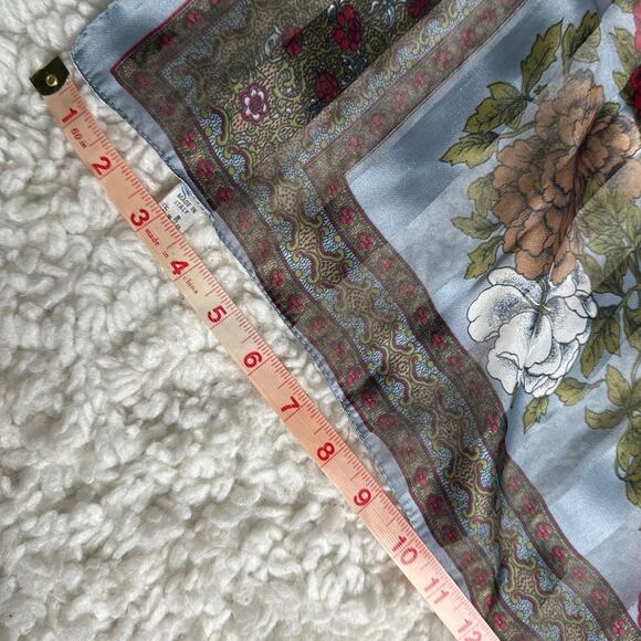 Floral Romantic Silky Scarf Made in Italy Lightweight Girly Rose S14 - Picture 8 of 10